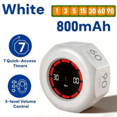 Visual Flip Timer Gravity Sensor Countdown Timer For Study Learning Kitchen Fitness Pomodoro Time Management Tool Color White