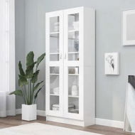 Detailed information about the product Vitrine Cabinet White 82.5x30.5x185.5 cm Engineered Wood