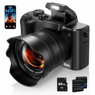 Detailed information about the product Vlogging Camera 8K 88MP Autofocus WiFi YouTube Video Touch Screen Dual Lens Flash Lens Hood 64GB Card Two Batteries Digital Photography Content Creation