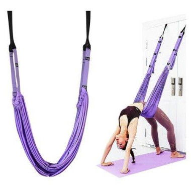 Waist Back Leg Stretch Strap For Stretching Back Bend Split Inversion Strap Gravity Yoga For Fitness Door Flexibility Trainer Beginner Gym Purple