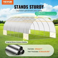 Detailed information about the product Walk-in Tunnel Greenhouse 19.36x9.68x6.5ft Galvanized Frame PE Cover White