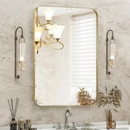 Detailed information about the product Wall Bathroom Mirror Rectangle Standing Large Vanity Gold Bedroom Hallway Mount Decorative Makeup Shower Shaving