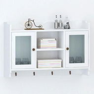 Detailed information about the product Wall Cabinet Display Shelf Book/DVD/Glass Storage White MDF