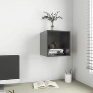 Detailed information about the product Wall Cabinet High Gloss Grey 37x37x37 Cm Engineered Wood