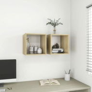 Detailed information about the product Wall Cabinets 2 Pcs White And Sonoma Oak 37x37x37 Cm Engineered Wood