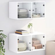 Detailed information about the product Wall Cabinets with Glass Doors 2 pcs White 68.5x37x35 cm