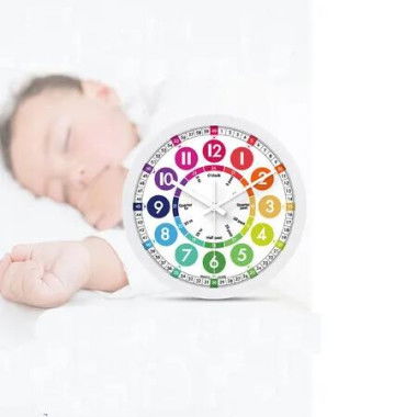 Wall Clock Time Teaching 12 Inch Silent Kids Learning Non Ticking Quartz Decorative Education Teachers Classroom Childrens Bedroom