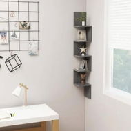 Detailed information about the product Wall Corner Shelf Grey 20x20x127.5 cm Engineered Wood