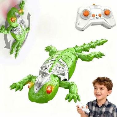 Wall Crawler Gecko RC Toy,Remote Control Lizard Wall Climbing Toy Electric Lizard Toys with Led Glowing Eyes,Birthday Gifts for Boys Age 8-13,Green