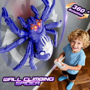 Wall Crawler Spiders Electric Remote Controlled Robot Spiders with LED Eyes,RC Robot Toys Christmas Birthday Gifts for Boys Girls