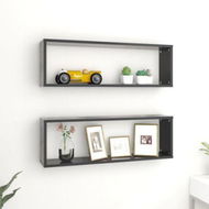 Detailed information about the product Wall Cube Shelves 2 Pcs Gray 80x15x26.5 Cm Engineered Wood