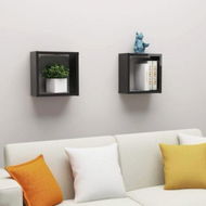 Detailed information about the product Wall Cube Shelves 2 Pcs High Gloss Black 30x15x30 Cm