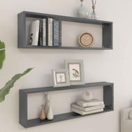 Detailed information about the product Wall Cube Shelves 2 Pcs High Gloss Grey 100x15x30 Cm Engineered Wood