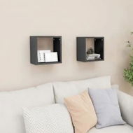 Detailed information about the product Wall Cube Shelves 2 pcs High Gloss Grey 26x15x26 cm