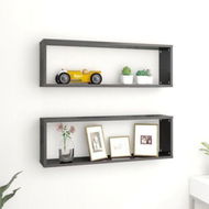 Detailed information about the product Wall Cube Shelves 2 Pcs High Gloss Grey 80x15x26.5 Cm Engineered Wood.