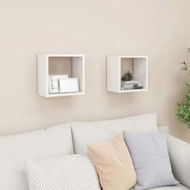 Detailed information about the product Wall Cube Shelves 2 pcs High Gloss White 26x15x26 cm