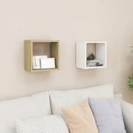 Detailed information about the product Wall Cube Shelves 2 pcs White and Sonoma Oak 26x15x26 cm