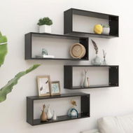 Detailed information about the product Wall Cube Shelves 4 pcs Black 60x15x23 cm Engineered Wood