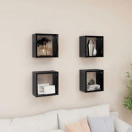 Detailed information about the product Wall Cube Shelves 4 Pcs High Gloss Black 26x15x26 Cm