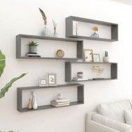 Detailed information about the product Wall Cube Shelves 4 Pcs High Gloss Grey 100x15x30 Cm Engineered Wood