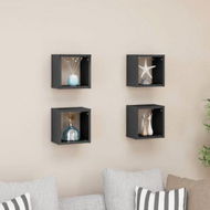 Detailed information about the product Wall Cube Shelves 4 Pcs High Gloss Grey 22x15x22 Cm