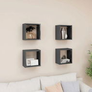 Detailed information about the product Wall Cube Shelves 4 Pcs High Gloss Grey 26x15x26 Cm