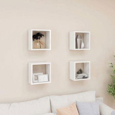 Wall Cube Shelves 4 Pcs High Gloss White 26x15x26 Cm