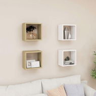 Detailed information about the product Wall Cube Shelves 4 Pcs White And Sonoma Oak 26x15x26 Cm