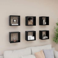 Detailed information about the product Wall Cube Shelves 6 Pcs Black 26x15x26 Cm