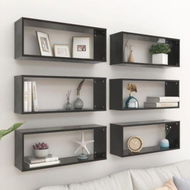 Detailed information about the product Wall Cube Shelves 6 pcs Black 60x15x23 cm Engineered Wood