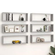 Detailed information about the product Wall Cube Shelves 6 pcs Concrete Grey 80x15x26.5 cm Engineered Wood