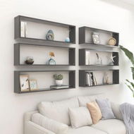 Detailed information about the product Wall Cube Shelves 6 Pcs Grey 100x15x30 Cm Engineered Wood