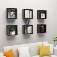 Detailed information about the product Wall Cube Shelves 6 Pcs High Gloss Black 30x15x30 Cm