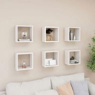 Detailed information about the product Wall Cube Shelves 6 Pcs High Gloss White 26x15x26 Cm