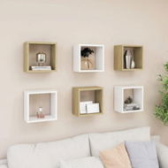 Detailed information about the product Wall Cube Shelves 6 Pcs White And Sonoma Oak 26x15x26 Cm