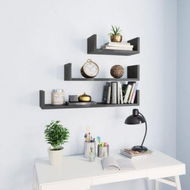 Detailed information about the product Wall Display Shelf 3 Pcs High Gloss Grey Chipboard