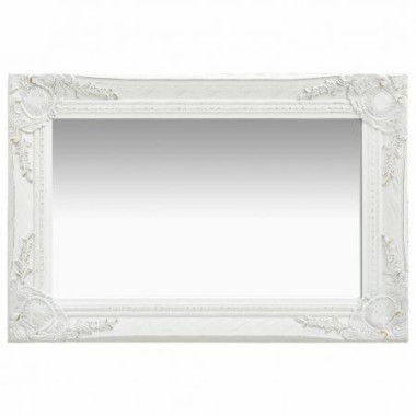 Wall Mirror Baroque Style 60x40 Cm White