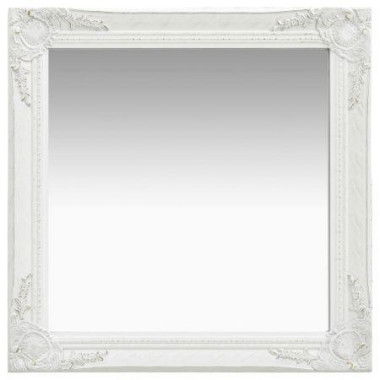 Wall Mirror Baroque Style 60x60 Cm White