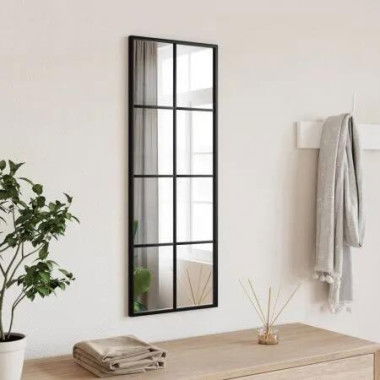 Wall Mirror Black 30x80 cm Rectangle Iron