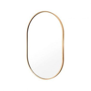 Wall Mirror Oval Aluminum Frame Bathroom 50 X 75cm GOLD