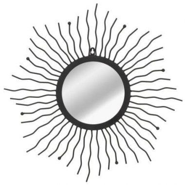 Wall Mirror Sunburst 60 Cm Black