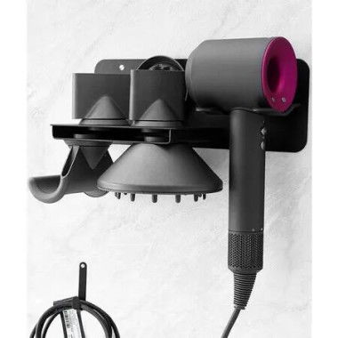 Wall Mount Hair Dryer Holder for Dyson Supersonic Airwrap Stand Metal Blow Attachments Storage Bathroom Salon Black