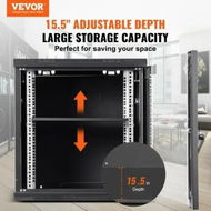 Detailed information about the product Wall Mount Network Server Cabinet 393.7mm Deep Server Rack Cabinet Enclosure 90.72 kg Max. Ground-mounted Load Capacity with Locking Glass Door Side Panels