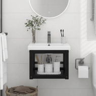 Detailed information about the product Wall-mounted Bathroom Washbasin Frame Black 40x38x31 Cm Iron