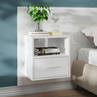 Detailed information about the product Wall-mounted Bedside Cabinet High Gloss White