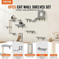 Detailed information about the product Wall Mounted Cat Shelves Tree with Jump Boards Hammock Sofa Grip Set of 6