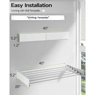 Detailed information about the product Wall Mounted Clothes Drying Rack 100 CM Foldable Laundry Rack Folding Indoor Drying Rack Clothing Collapsible Towel Rack with Wall Template 6 Rods