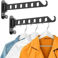 Detailed information about the product Wall-mounted Clothes Hanger With Swing Arm Laundry Room Dryer Rack (2-pack Black).