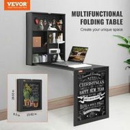 Detailed information about the product Wall Mounted Desk, Fold out Convertible Desk, Multi-Function Folding Wall Table with Chalkboard for Home Office, Space Saving Computer Desk with Storage Area