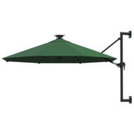 Detailed information about the product Wall-mounted Parasol With LEDs And Metal Pole 300 Cm Green